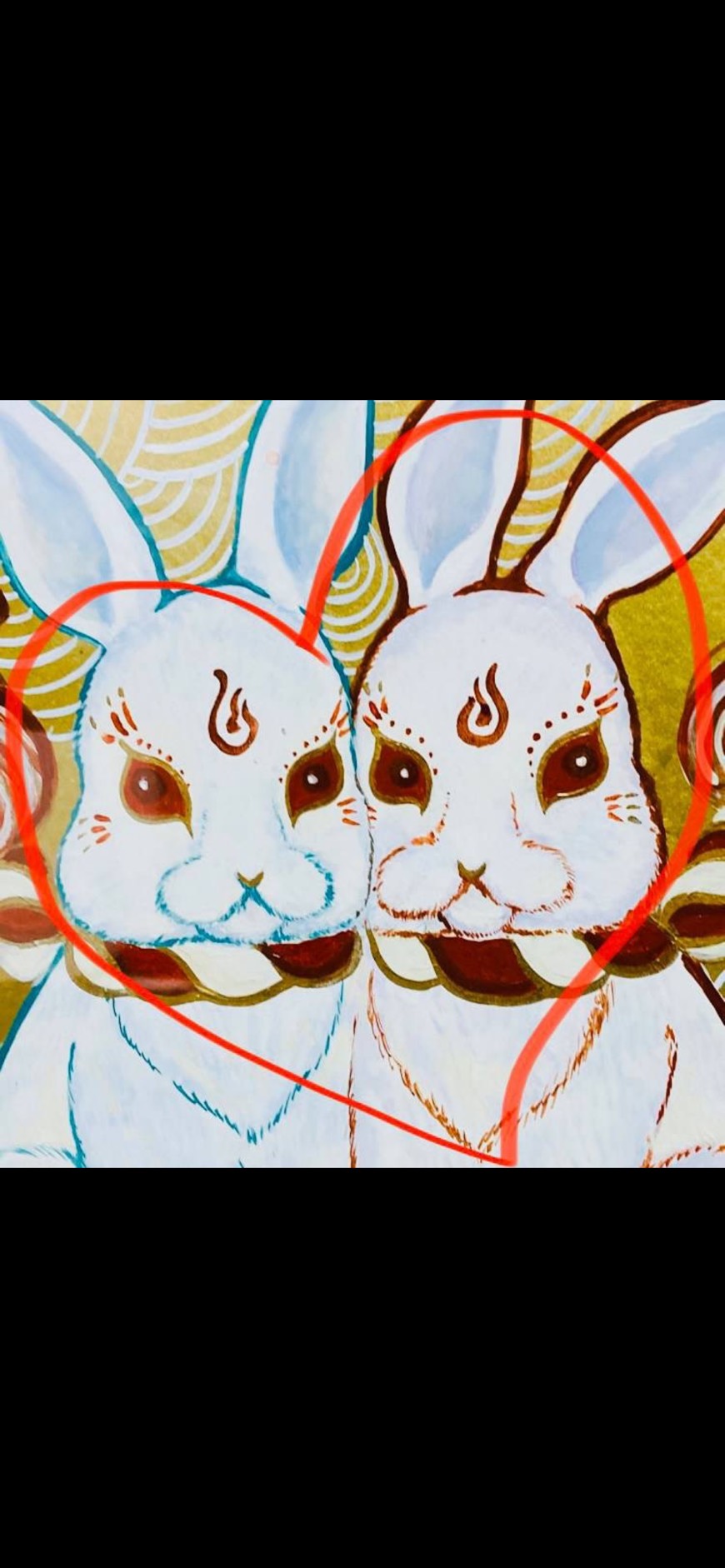 親子を象徴する二羽のうさぎのアート